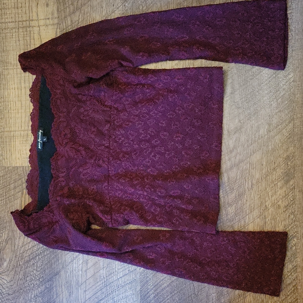 Vintage Anthropologie Dark Red Lace Top